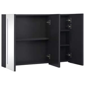 Meuble de salle de bain en MDF anthracite avec miroir LED, finition mélamine et façade en verre moyen - Product Image 5