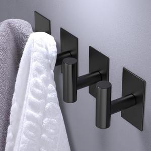 Perchero de pared negro con cinco ganchos para batas, bolsos, llaves y toallas, organizador de toallas para baño - Product Image 5