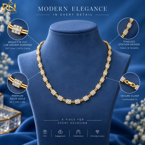 Collier avec pendentif en diamant de laboratoire taille baguette, couleur DEF, clarté VVS2 |   Bijoux fins en or massif 9K 14K 18K de qualité supérieure, coupe excellente, unisexe - Product Image 5