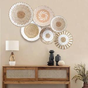 Decorative Seagrass Bohemian Round <b>Wall</b> Hanging Abstract Pattern Washable Living Room Home Decor - Product Image 4