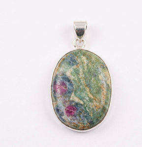 Large Natural <b>Ruby</b> Fuchsite Pendant 925 Sterling Silver Handmade Gemstone Jewelry Rose Gold Yellow Gold Plated Statement Pendant - Product Image 1