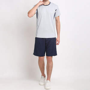 Conjunto de Dos Piezas para Hombre, Estilo Único, Verano, Transpirable, Felpa, Color Sólido, Informal, Cómodo, para el Hogar, Viajes, Poliéster/Algodón, Relajado - Product Image 1