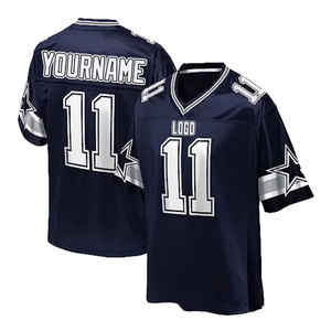 Maillot de football américain bleu foncé pour homme, col en V, numéro 10, impression sublimée, évacuation de l'humidité, manches courtes, coupe classique - Product Image 2