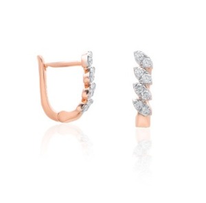 Pendientes elegantes de oro rosa con diamantes naturales para mujer, tamaño regular, joyería refinada y ligera, accesorio de moda de exportación de primera calidad - Product Image 4