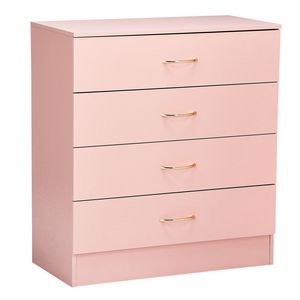 Mobile in Quercia Tradizionale e Moderno con 4 Cassetti e Maniglie Effetto Oro Rosa, Rosa, 66x33x77 cm, per Camera da Letto e Soggiorno - Product Image 3