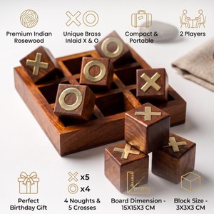 Jeu de Tic Tac Toe en bois durable, stratégique, éducatif, cadeau familial pour enfants et adultes, activités de fête - Product Image 6