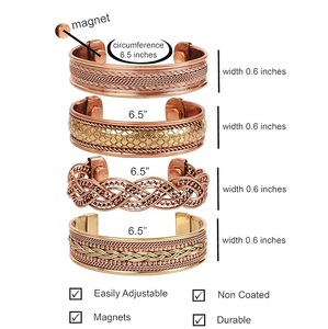 <b>Retro</b> Woven Copper Magnetic Cuff Bracelet Antique Style Braided Pattern Bio Magnet Therapy Bangle for Men Women - Product Image 2