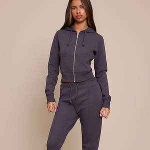 Sudaderas Cortas al por Mayor para Mujer, Sudadera con Cierre de Cremallera de Algodón de Buena Calidad Personalizada para Mujer, Ropa Urbana, Sudaderas Cortas Lisas Personalizadas - Product Image 4