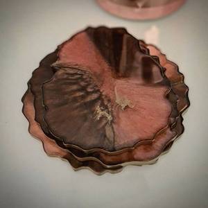 ชุดจานรองแก้วเรซิ่นลายจีโอดสีน้ำตาล ทำด้วยมือ สไตล์อื่นๆ เป็นมิตรกับสิ่งแวดล้อม รูปทรงกลม ของตกแต่งบ้าน ประติมากรรมบนโต๊ะ - Product Image 3