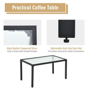 Juego de Muebles de Jardín de 4 Piezas con Sofá y Mesa de Centro con Estructura de Acero para Entretenimiento al Aire Libre - Product Image 4