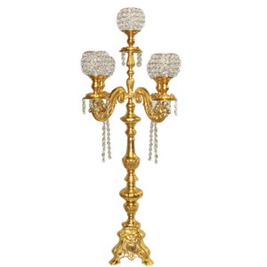 Candelabra 5 Arms With Crystal Globes New Design <b>Tealight</b> <b>Holder</b> Silver Metal Crafted Decorative Handmade Candelabra For Sale - Product Image 3