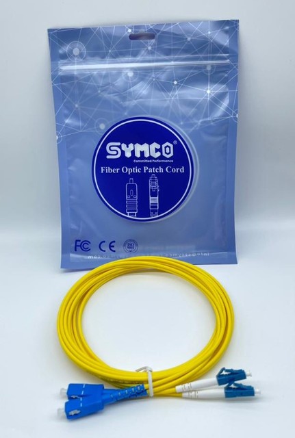 SYMCO Fiber Optic Patch Cord SC/UPC LC/UPC SM-DX-3.0-3M-2 Telecom Grade Duplex LSZH 100% Factory Tested 1 Year Warranty