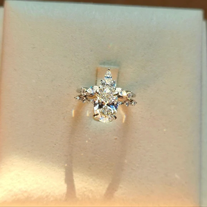 Anillo de compromiso de oro amarillo de 14k con diamante ovalado de laboratorio de 1.8 CT, centro G VS1, banda de moissanita a juego - Lujo con baño de rodio para aniversario - Product Image 3