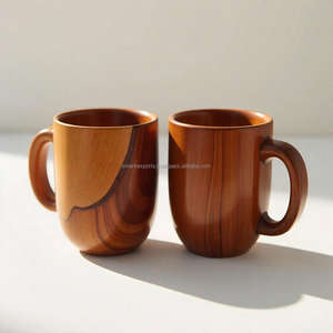 Mug à poignée en bois naturel fait à la main de qualité supérieure, écologique, durable, style classique, pour le thé, le café, la bière, les fêtes - Product Image 4