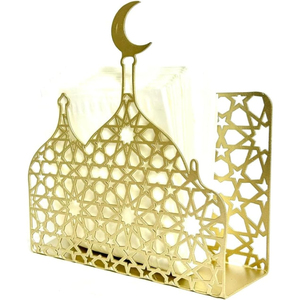 ที่ใส่กระดาษเช็ดปากโลหะแบบสองด้าน ลายอักษรอิสลาม ตกแต่งโต๊ะอาหารอย่างหรูหรา พร้อมขาย - Product Image 4