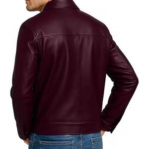 New Super Stylish <b>Brown</b> <b>Mens</b> Biker Winter Waterproof Reversible <b>Leather</b> <b>Jacket</b> Fully Customized 100 Percent Original Sheepskin - Product Image 4