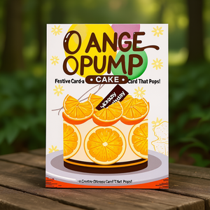 <b>Orange</b> Popup Greeting Card-a Festive Cake-Themed Card That Pops! - Product Image 3