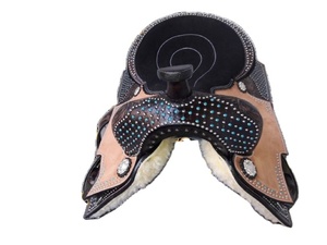 Silla de caballo de carreras inglesa y occidental de cuero Premium ligero ADEEFA con diseño de barril para montar a caballo - Product Image 5