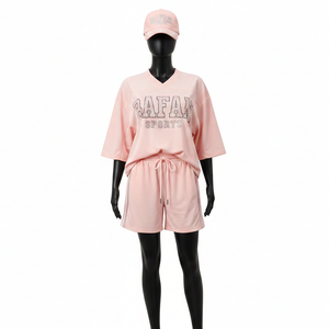 Ensemble short de football pour femmes, maille interlock en polyester de haute qualité, rose, léger, avec panneau latéral, logo personnalisé, ensembles pour femmes 100% coton - Product Image 6