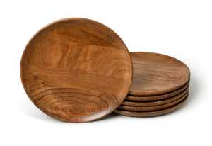 Planche de service ronde en bois d'acacia naturel, plateau de service alimentaire en bois, planche à charcuterie, plateau à fromage, assiette de dîner, cuisine - Product Image 1