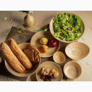 Bol de service écologique Vaisselle en bambou naturel Ensemble de bols à riz légers et réutilisables faits à la main Utilisation dans la cuisine du Vietnam - Product Image 6