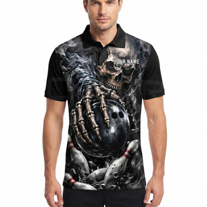 เสื้อโปโลโบว์ลิ่งแบบแห้งเร็ว ผลิตตามสั่ง 100% โพลีเอสเตอร์ เสื้อโปโลซับลิเมชั่นสำหรับผู้ชาย - Product Image 2