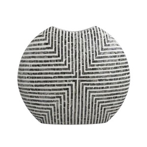 Jarrón Decorativo de Lujo Redondo de Madreperla, Diseño de Rayas Negras para Interiores Modernos - Product Image 3