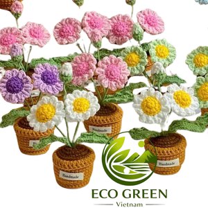 Plantes en pot au crochet faites à la main en gros, fleurs artificielles, mini décoration de bureau pour la maison, cadeaux de la fête des mères - Product Image 5