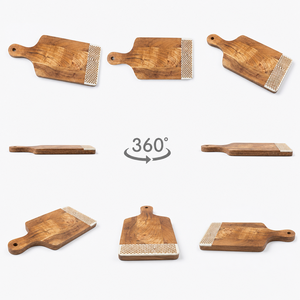 Planche de service en bois faite à la main, planche à découper avec incrustation texturée, vente en gros, OEM, ODM, logo personnalisé, en vrac - Product Image 3