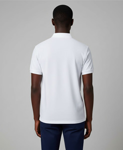 Polos de hombre de alta calidad 100% algodón con logotipo bordado y transferido por calor, de secado rápido, estilo casual, color blanco sólido. - Product Image 5