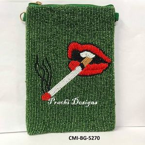 Fleur De Lis Saints <b>Football</b> Sports Team Seed Beaded Cell Phone Purse Bag Pouch Fashion Accessories with Best Quality - Product Image 4