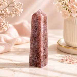 Tour de cristal de quartz fraise naturel poli, pierre précieuse écologique, pierres de cristal faites à la main, vente en gros - Product Image 1