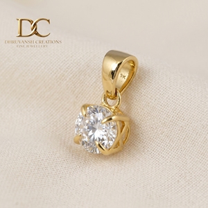 Classic 14KT <b>Solid</b> Yellow <b>Gold</b> Lab Grown Diamond <b>Pendant</b> Charm IGI Certified Minimalist Fine Jewelry for Women's Necklace - Product Image 2