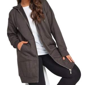 Sweat-shirt à capuche zippé long pour femme, en polaire oversize, veste décontractée à capuche, vente en gros, fournisseur OEM, logo personnalisé - Product Image 2