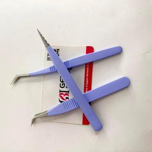 Ensemble de pinces professionnelles pour extensions de cils, antidérapantes, en acier inoxydable bleu, pinces à volume pour cils, logo personnalisé, couleur anti-magnétique - Product Image 1