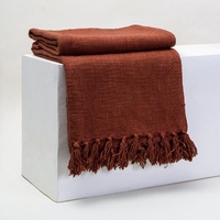 <strong>Best</strong> Quality Eco-Friendly Boho Style Solid Soft Cotton Throw Blankets Custom Decorative Plain Blanket