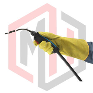 ถุงมือดับเพลิงหนังเสริมแรง ถุงมือเชื่อม TIG สำหรับงานอุตสาหกรรม ถุงมือดับเพลิงเพื่อความปลอดภัย ข้อมือถักป้องกันการบาด - Product Image 4