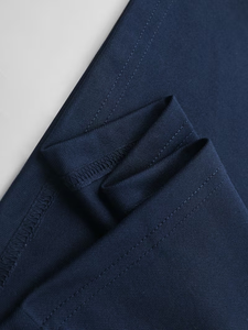 Men's Navy Blue Polo Shirt Short Sleeve Knitted Solid Color Casual Button Down Collar Design - Product Image 6