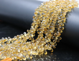 Excelentes cuentas de piedra con forma de gota facetada citrino de 5x9mm - Product Image 5