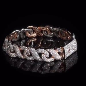 Bracelet cubain en moissanite style hip-hop glacé, bicolore, bijou de luxe pour homme - Product Image 6