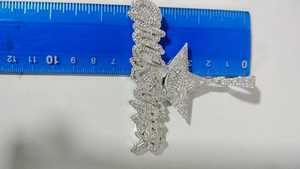 Colgante de Moissanita Estrella en Plata 925 con Baño de Rodio, Micro Pavé, Corte Brillante Redondo, Estilo Hip Hop, Unisex, para Uso Diario - Product Image 6