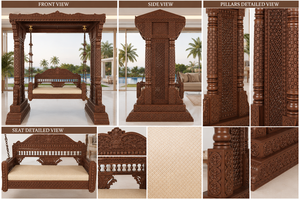 Designer Carved Maharaja Wooden <b>Swing</b> For Drawing Room Traditional Carved Wooden Maharaja <b>Swing</b> For Indoor Manufacturer USA Home - Product Image 6