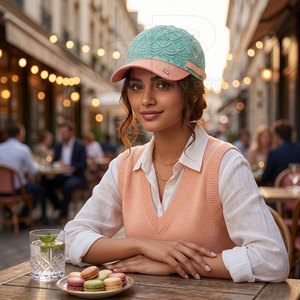Casquette de baseball élégante pour femme en dentelle avec broderie complexe et décoration en strass, fermeture arrière, élégante et décontractée pour l'été - Product Image 6