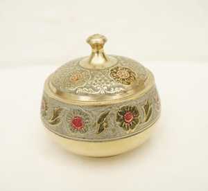 High Quality Brass Masala <b>Box</b> with Lid Spice Storage Organizer - Product Image 1