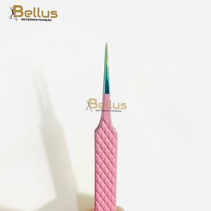 Pinzas de Extensión de Pestañas de Acero Inoxidable de Alta Calidad con Punta Recta y Lisa, Agarre Perfecto, Color Rosa, Herramienta de Belleza - Product Image 1
