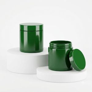 Pot cosmétique rond en PET 200 ml, pot en plastique vert avec couvercle à vis pour crème corporelle, emballage pour soins de la peau, fabricant vietnamien - Product Image 1