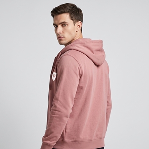 Dumela Men's <b>Pink</b> Hooded Zip-Up Fleece <b>Sweatshirt</b> Regular Fit Casual Autumn Wear Heat-Transfer Logo Front - Product Image 5