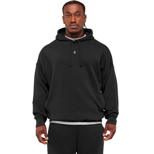 Sudadera con Capucha Negra Extra Grande para Hombre, Sudadera de Felpa Gruesa de Primera Calidad, Corte Holgado, Estilo Casual Urbano - Product Image 1