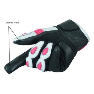 Gants de moto de course roses, blancs et noirs, avec protection carbone aux articulations, gants de motard à doigts complets, pour la conduite sportive, à manchette courte - Product Image 5