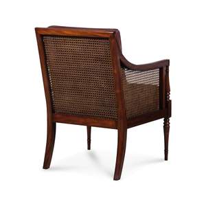Fauteuil de salon de luxe en bois de mahogany massif, recouvert de cuir, au design français classique, pour hôtel, salon et chambre à coucher - Product Image 3